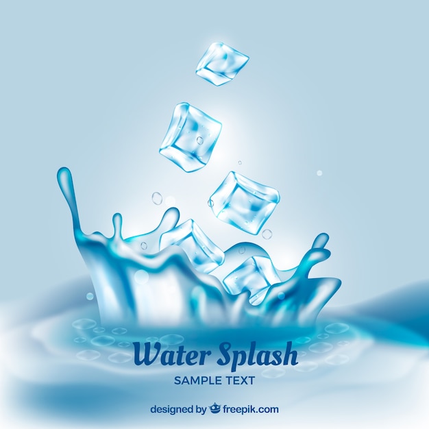 Free vector realistic background with ice cubes and water splash