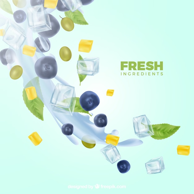 Free Vector realistic background with ice and ingredients