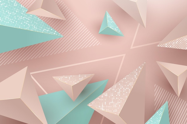 Free Vector realistic background with pink and green triangles