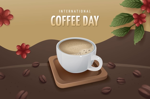 Realistic background for world coffee day celebration