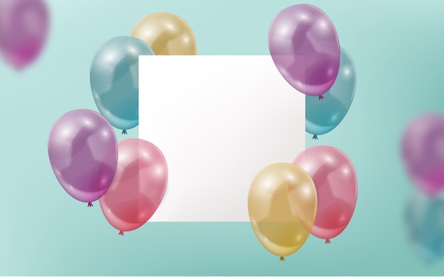 Realistic ballons with blank banner