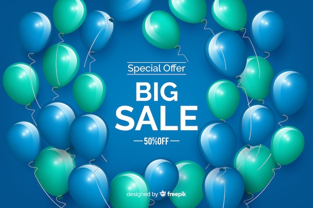 Realistic balloons big sales background