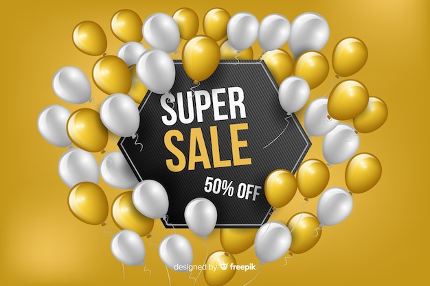 Free vector realistic balloons super sales background