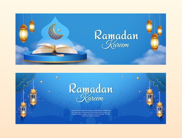 Free Vector realistic banner template for islamic ramadan celebration