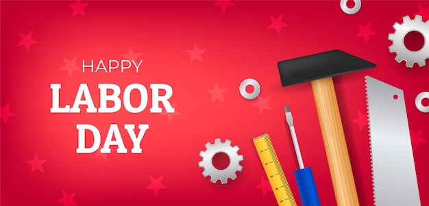 Realistic banner template for labor day celebration