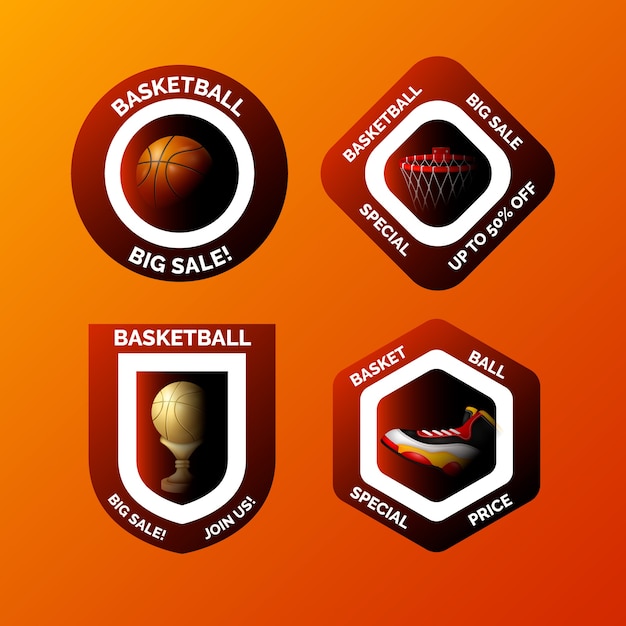 Free Vector realistic basketball labels