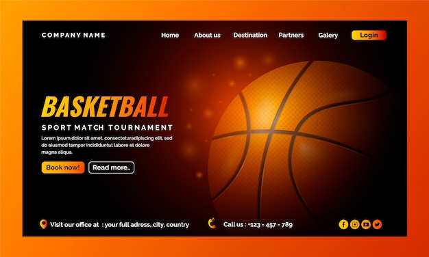 Realistic basketball landing page