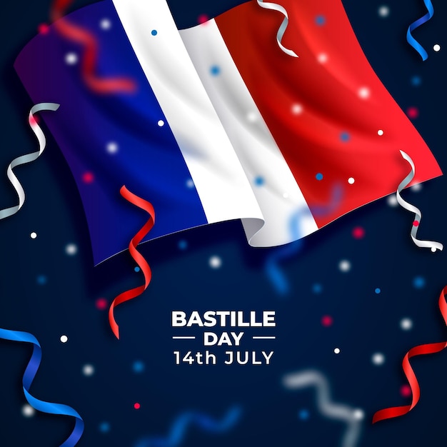 Free vector realistic bastille day concept