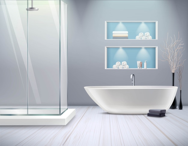 Realistic Bathroom Interior 