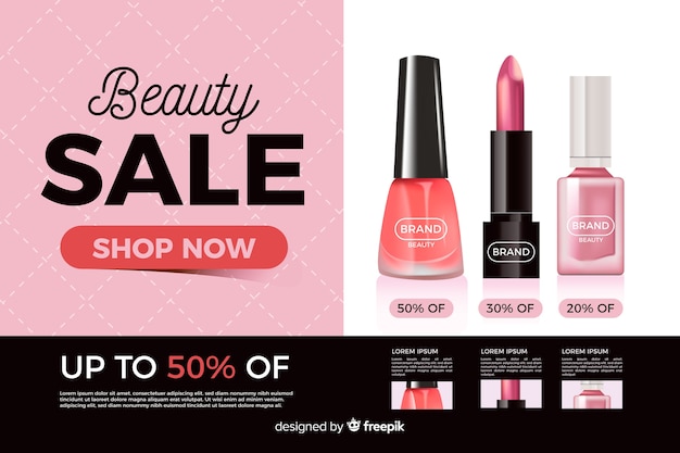 Realistic beauty sale ad template