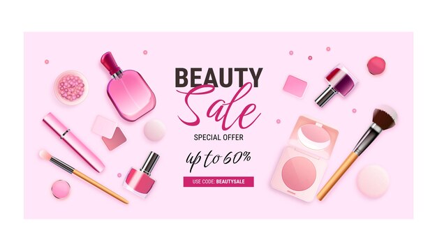 Realistic  beauty sale banner design