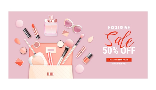 Free Vector realistic  beauty sale banner design