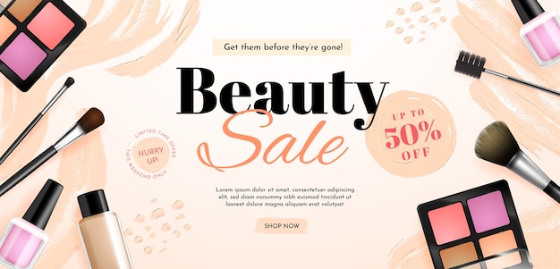 Free Vector realistic beauty sale banner template