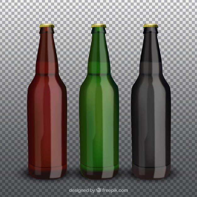 Realistic beer bottle collection