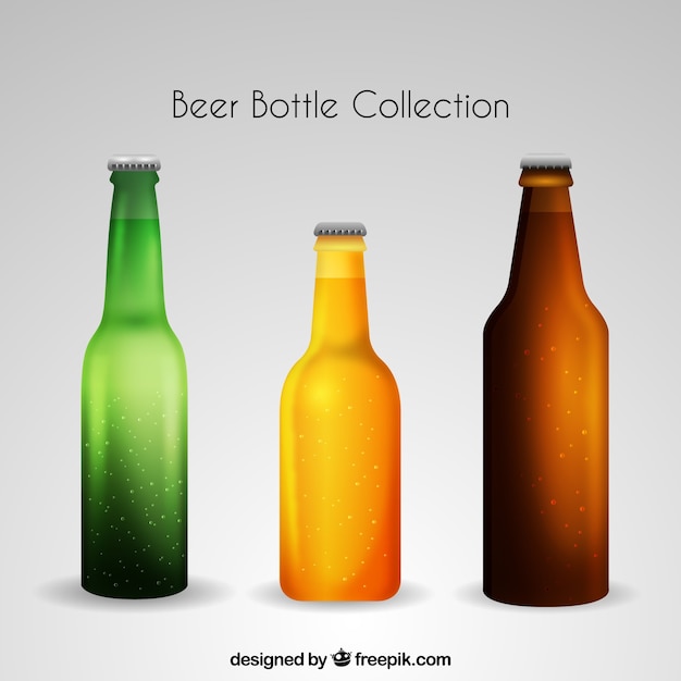 Free vector realistic beer bottle collection