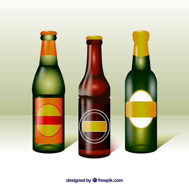 Realistic beer bottle collection