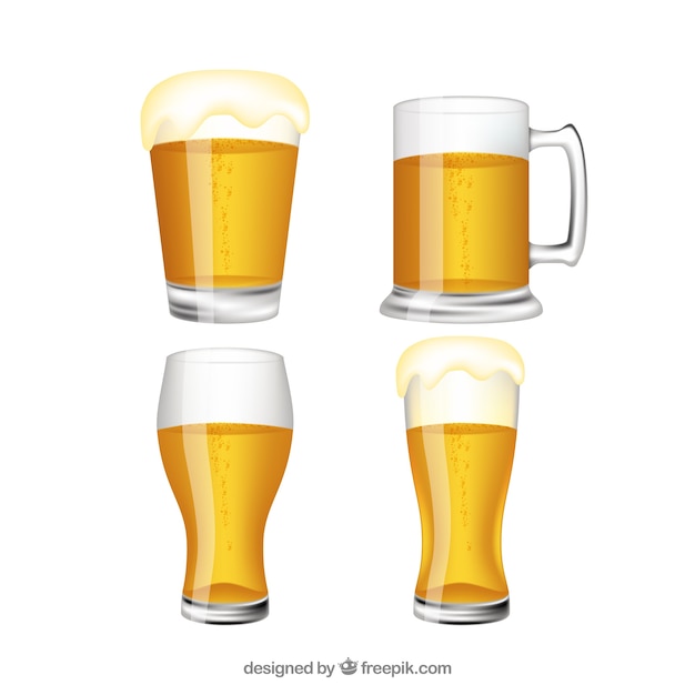 Free vector realistic beer glass & mug collection