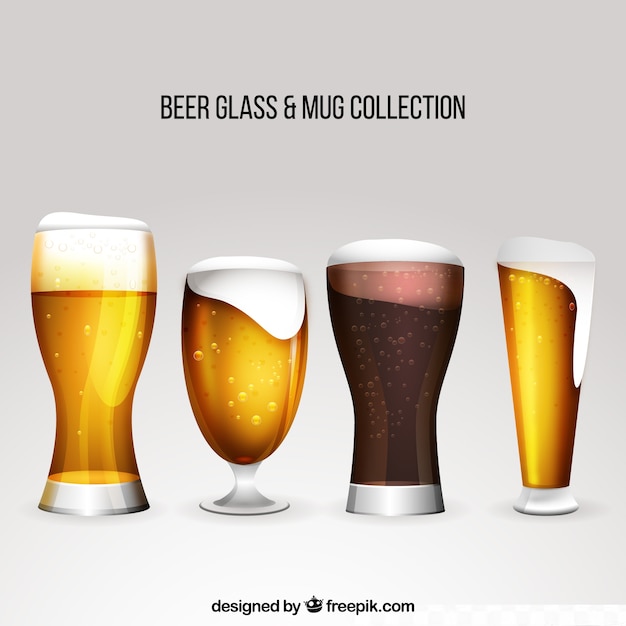 Realistic beer glass & mug collection 