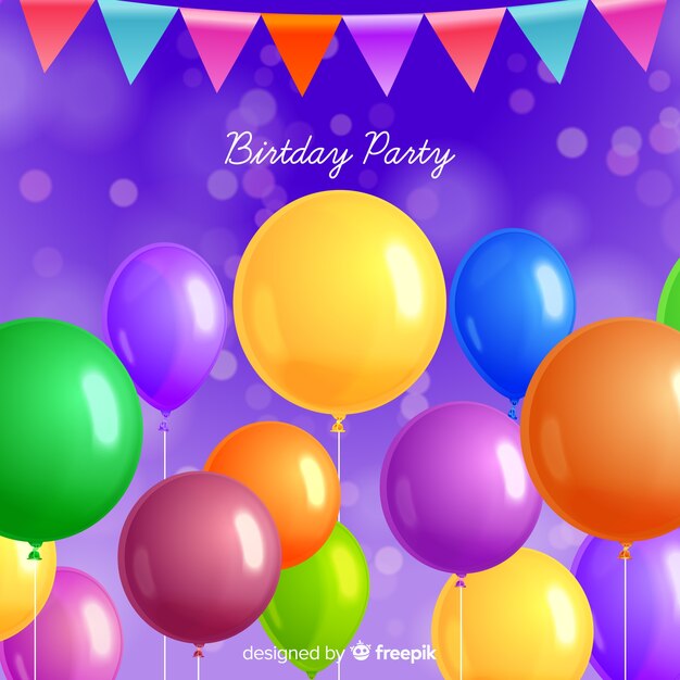 Realistic birthday party balloon background