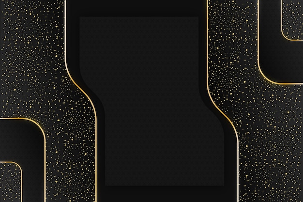 Free Vector realistic black background with golden textures