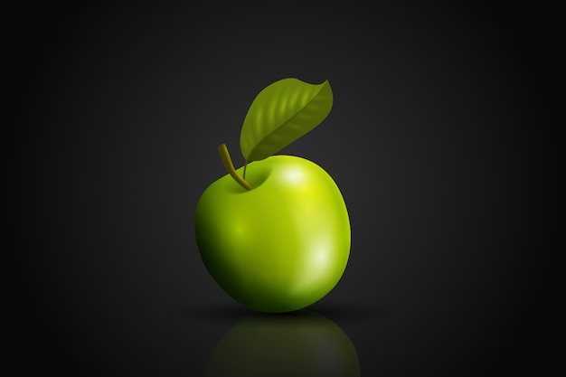 Free Vector realistic black background with realistic apple