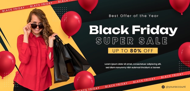 Free Vector realistic black friday banner