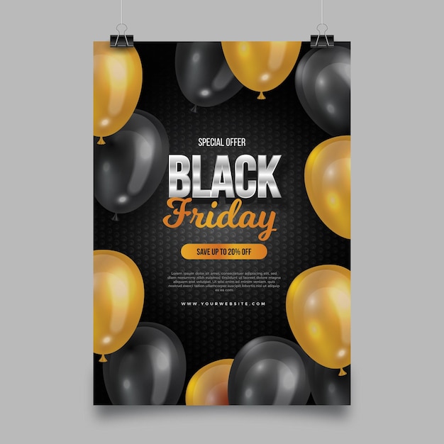 Realistic black friday flyer template