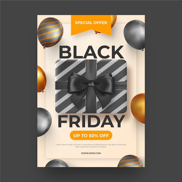 Realistic black friday flyer template