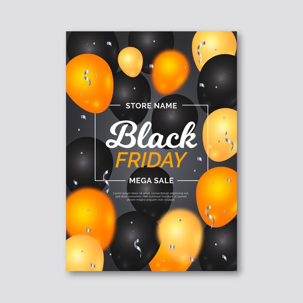 Realistic black friday flyer template