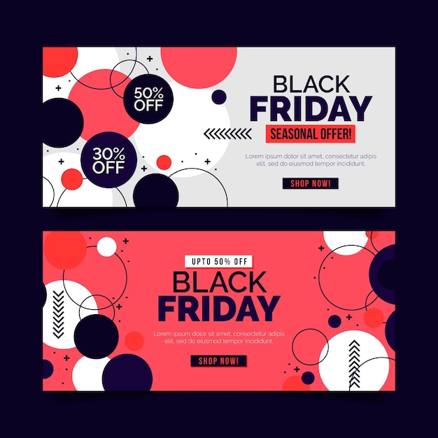 Realistic black friday horizontal banners set