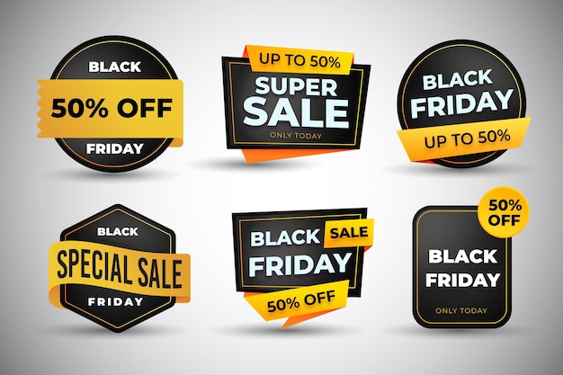 Realistic black friday labels collection