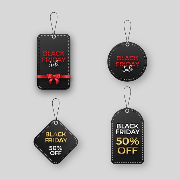 Realistic black friday labels collection