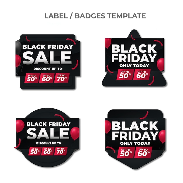 Realistic black friday labels collection