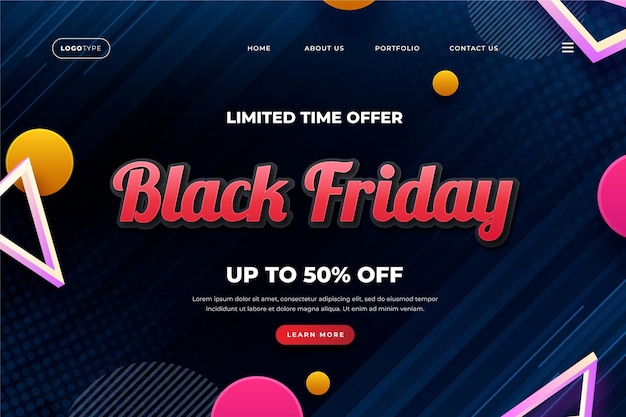 Realistic black friday landing page template