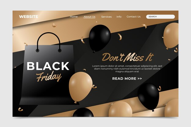 Realistic black friday landing page template