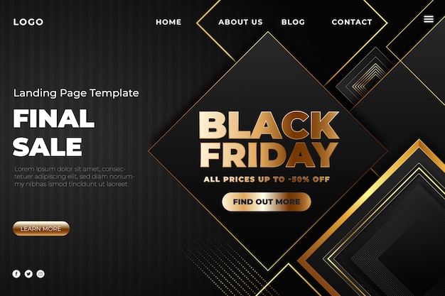 Realistic black friday landing page template