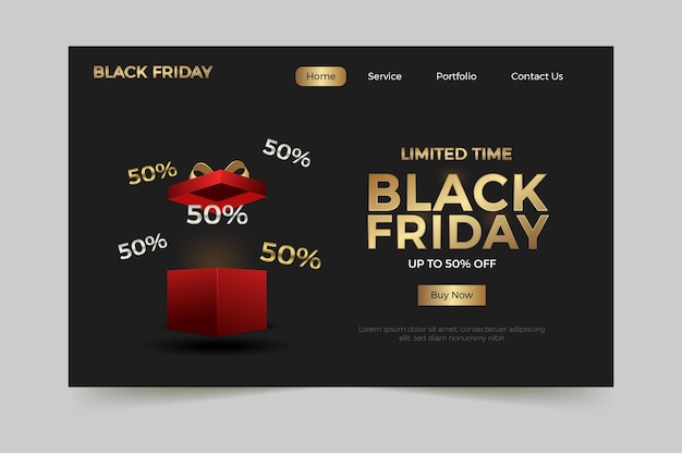 Realistic black friday landing page template