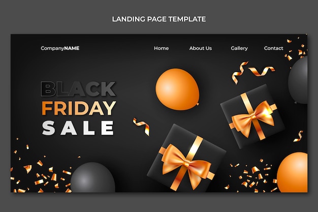 Realistic black friday landing page template