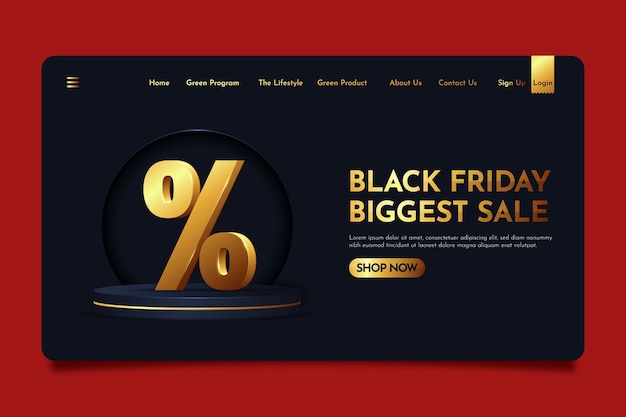 Free Vector realistic black friday landing page template