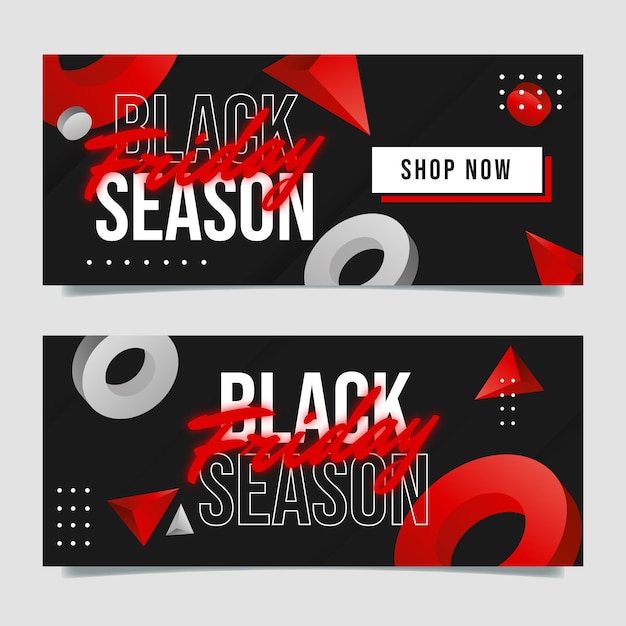 Realistic black friday sale banners set