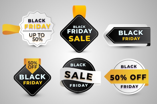 Realistic black friday sale labels collection