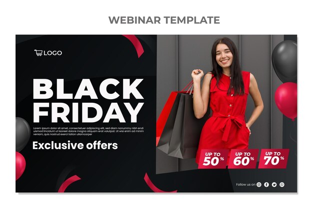 Realistic black friday webinar template