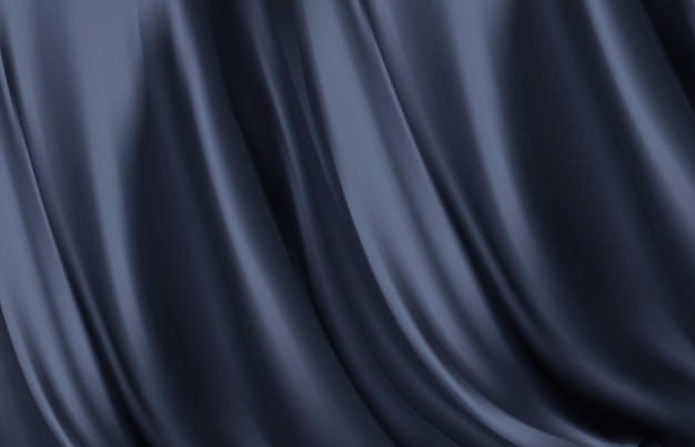 Realistic black silk fabric. Background from folds of fabric. Black silk drapery background. Vector illustration EPS10