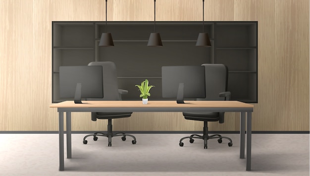 Free Vector realistic black and wooden office