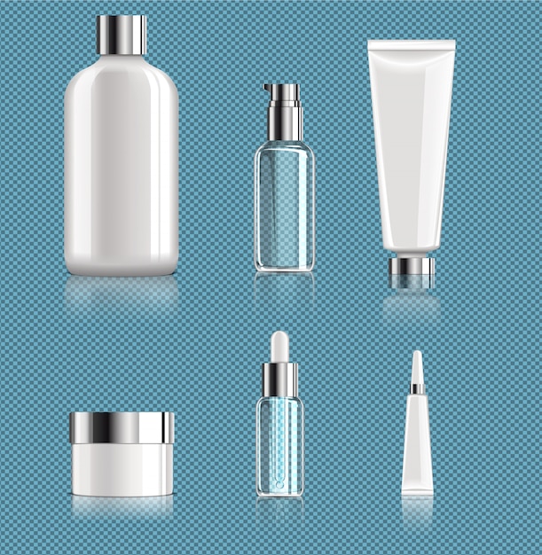 Realistic Blank Cosmetic Packages Set