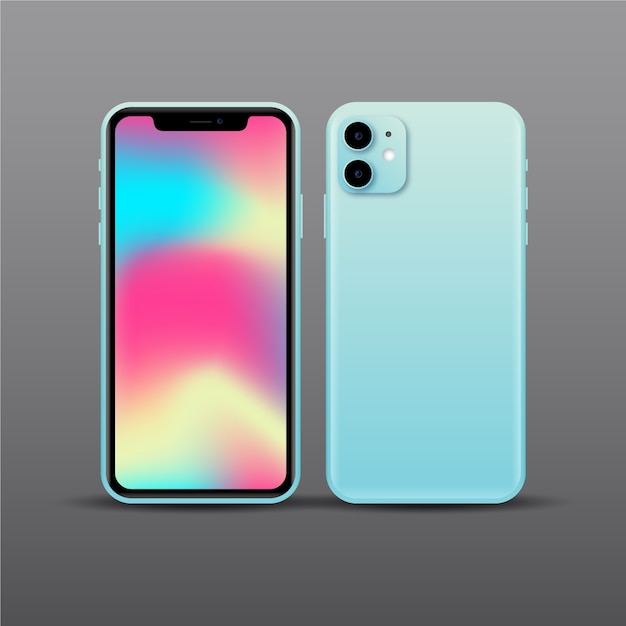 Free Vector realistic blue smartphone design with two cameras