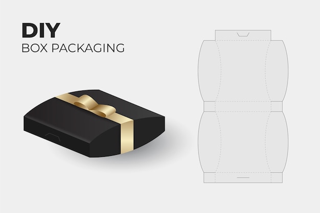 Realistic box packaging die cut template