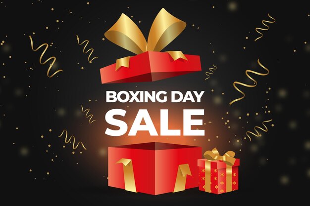 Realistic boxing day sale background