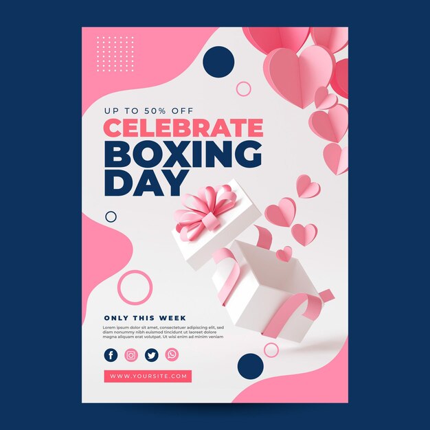 Realistic boxing day sale vertical poster template