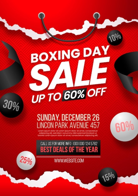 Realistic boxing day sale vertical poster template